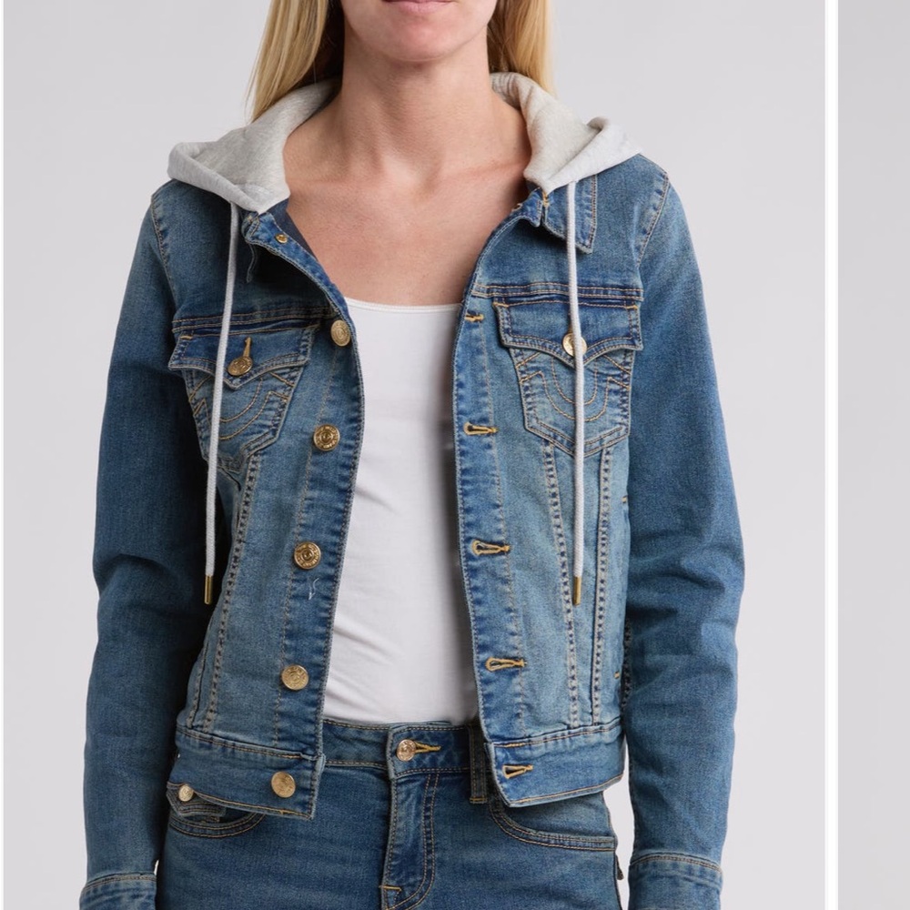 Relaxed Denim Trucker Hooded Jacket
True Religion size M